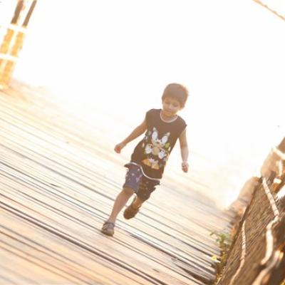 child running on deck