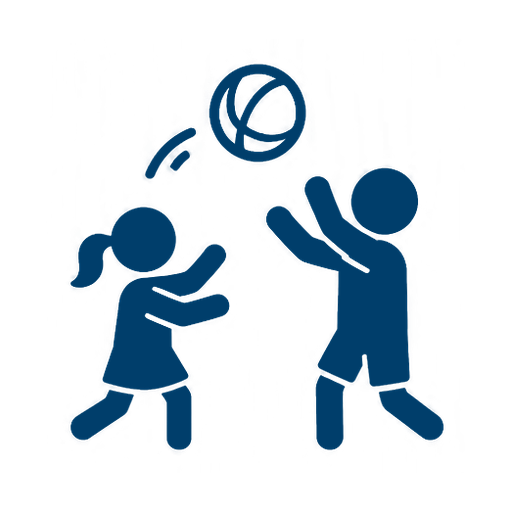 Two kids playing with a ball icon