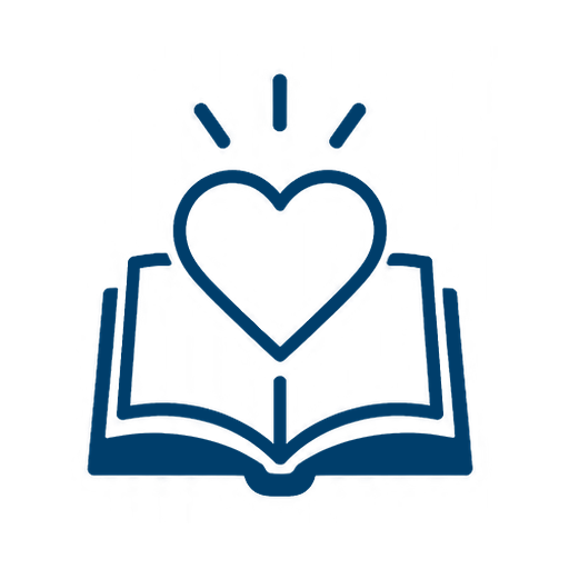 A book with a heart in the middle icon