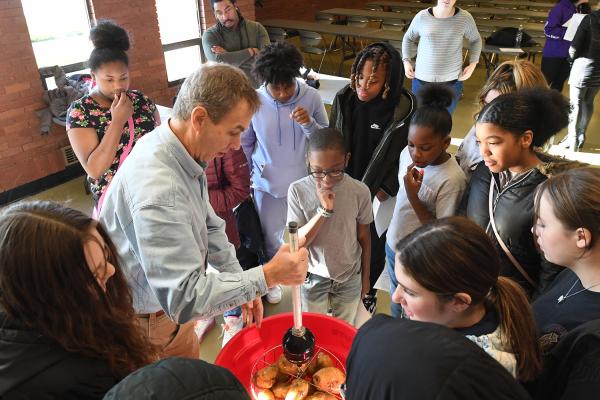 CCAA middle school students visit Ohio State University Agriculture Campus in Wooster to learn about potatoes and Entomology and then extract DNA from a strawberry