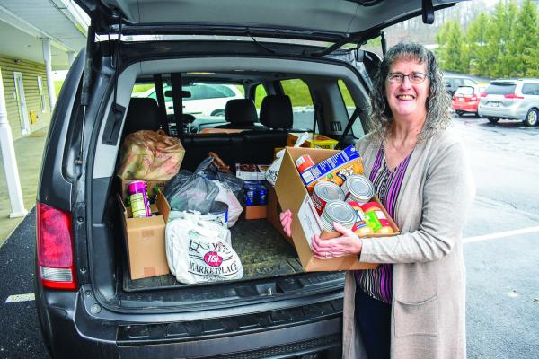 A recipient at an Akron-Canton Regional Foodbank event