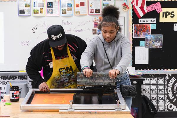 Dadisi Curtis during Curated Storefront's Visiting Artist Program at I Promise School