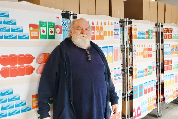 A volunteer at an Akron-Canton Regional Foodbank event