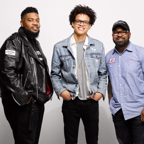 MORTAR Founders Allen Woods, William Thomas, Derrick Braziel standing against a white background.