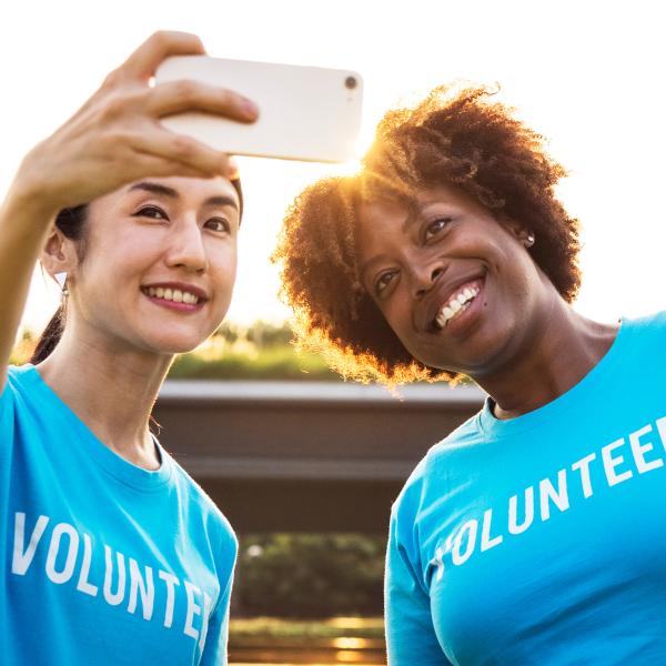 volunteers taking selfie