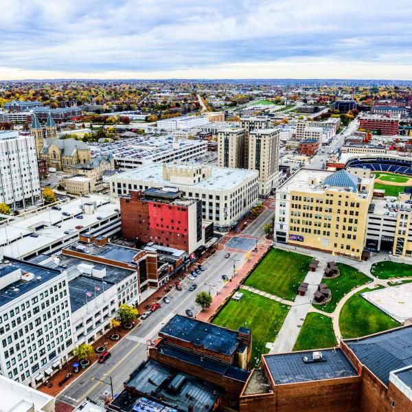 Overhead view of Akron; Photo by: Shane Wynn