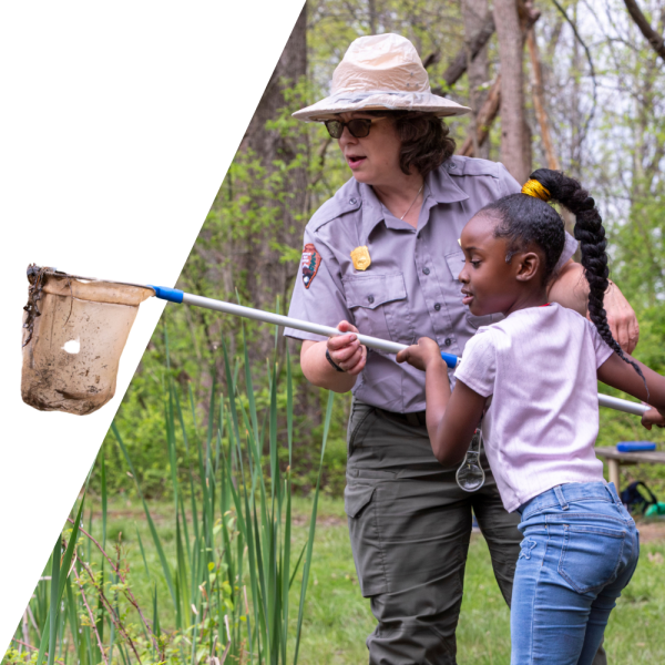 A CVNP Ranger and student working together