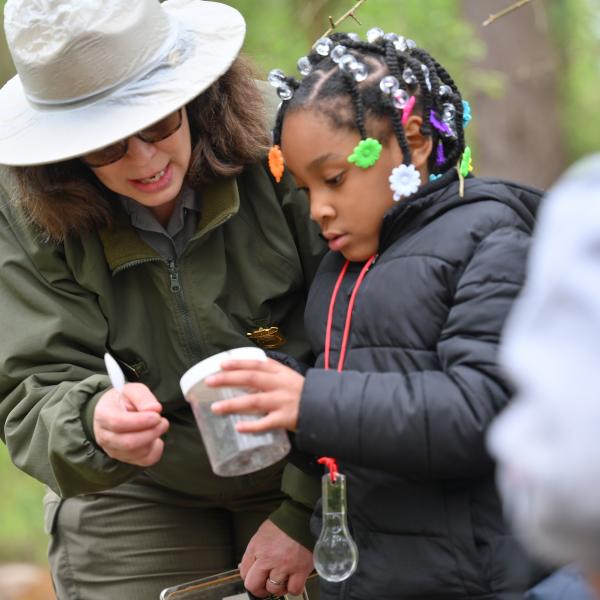 A student works with a CVNP Park Ranger. Photo: Shane Wynn