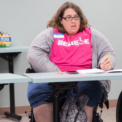 Alicia Hopkins and JT "Styles" Toomer at the ArtsNow Cultural Plan United Disabilities Services Meetup. Photo: Fitzwater Photography   