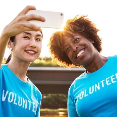 volunteers taking selfie