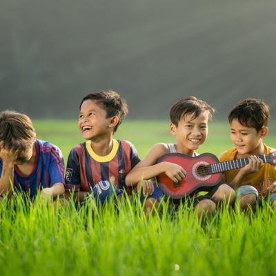 young children in field